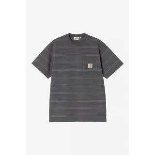 Carhartt WIP S/S Bert Pocket T-Shirt - Ben Stripe/Graphite/Curacao (Garment Dyed)