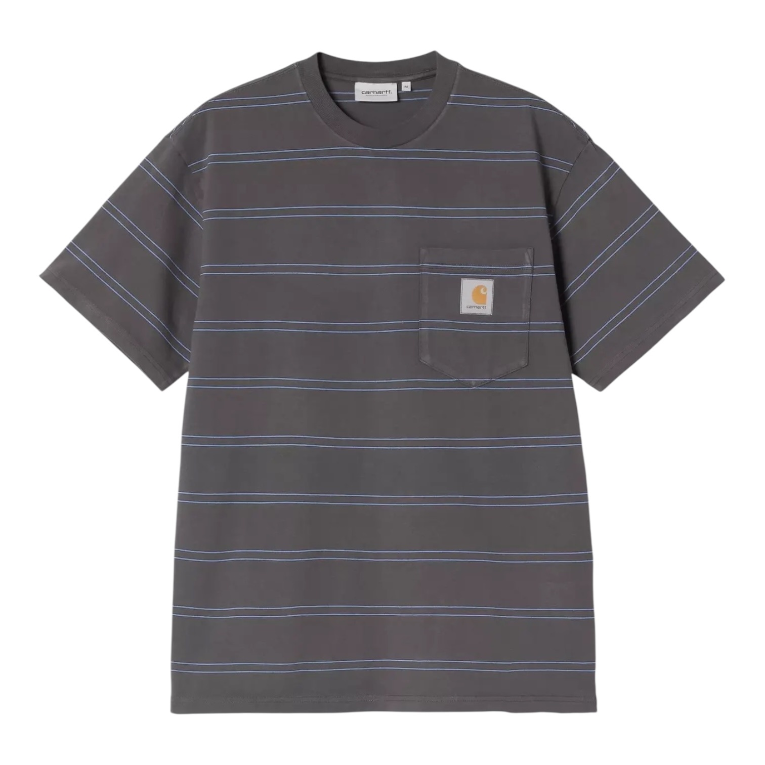 Carhartt WIP S/S Bert Pocket T-Shirt - Ben Stripe/Graphite/Curacao (Garment Dyed)