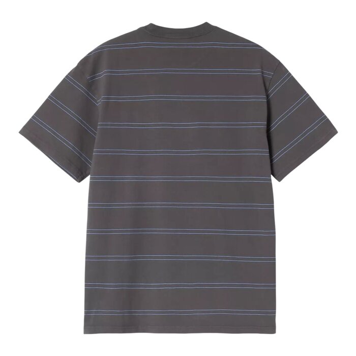 Carhartt WIP S/S Bert Pocket T-Shirt - Ben Stripe/Graphite/Curacao (Garment Dyed)