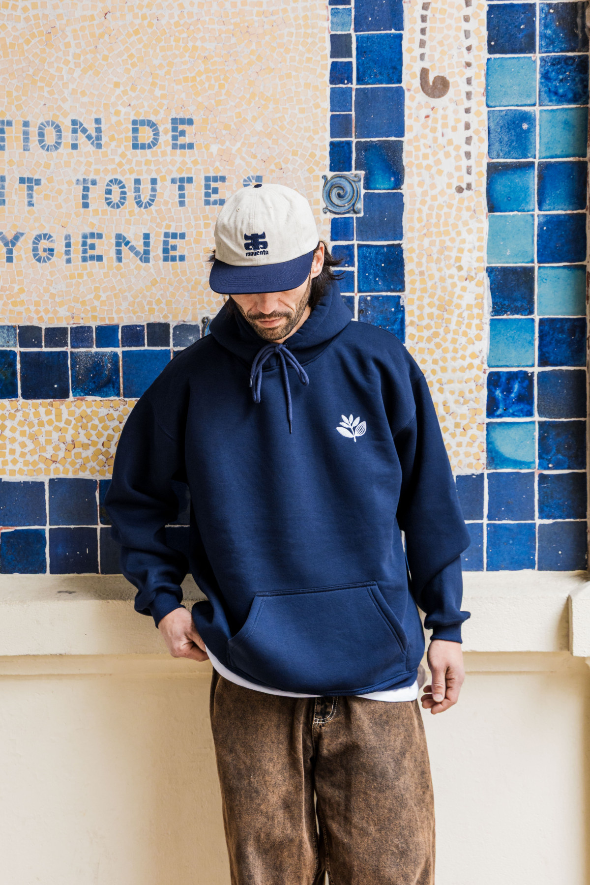 Magenta Chenille Hoodie - Dark Navy