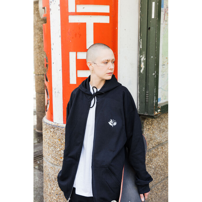 Magenta Yin Zipped Hoodie - Black