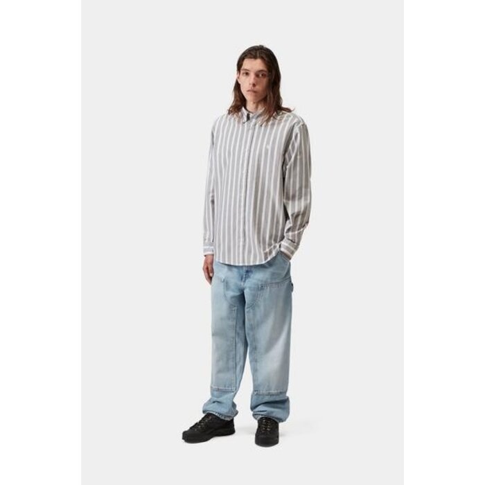 Carhartt WIP L/S Deven Shirt - Deven Stripe Black/White