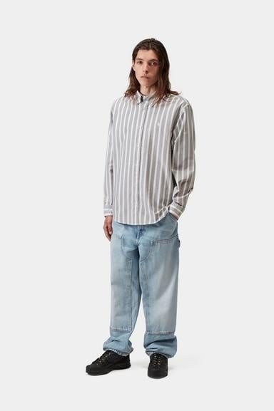 Carhartt WIP L/S Deven Shirt - Deven Stripe Black/White
