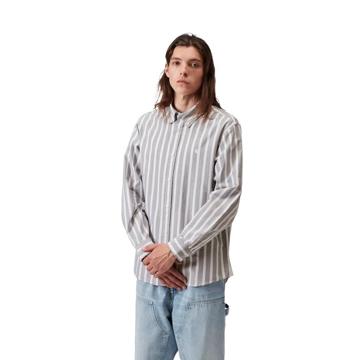 Carhartt WIP L/S Deven Shirt - Deven Stripe Black/White