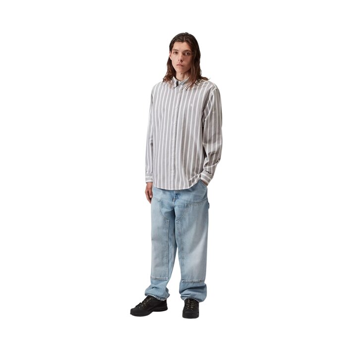 Carhartt WIP L/S Deven Shirt - Deven Stripe Black/White