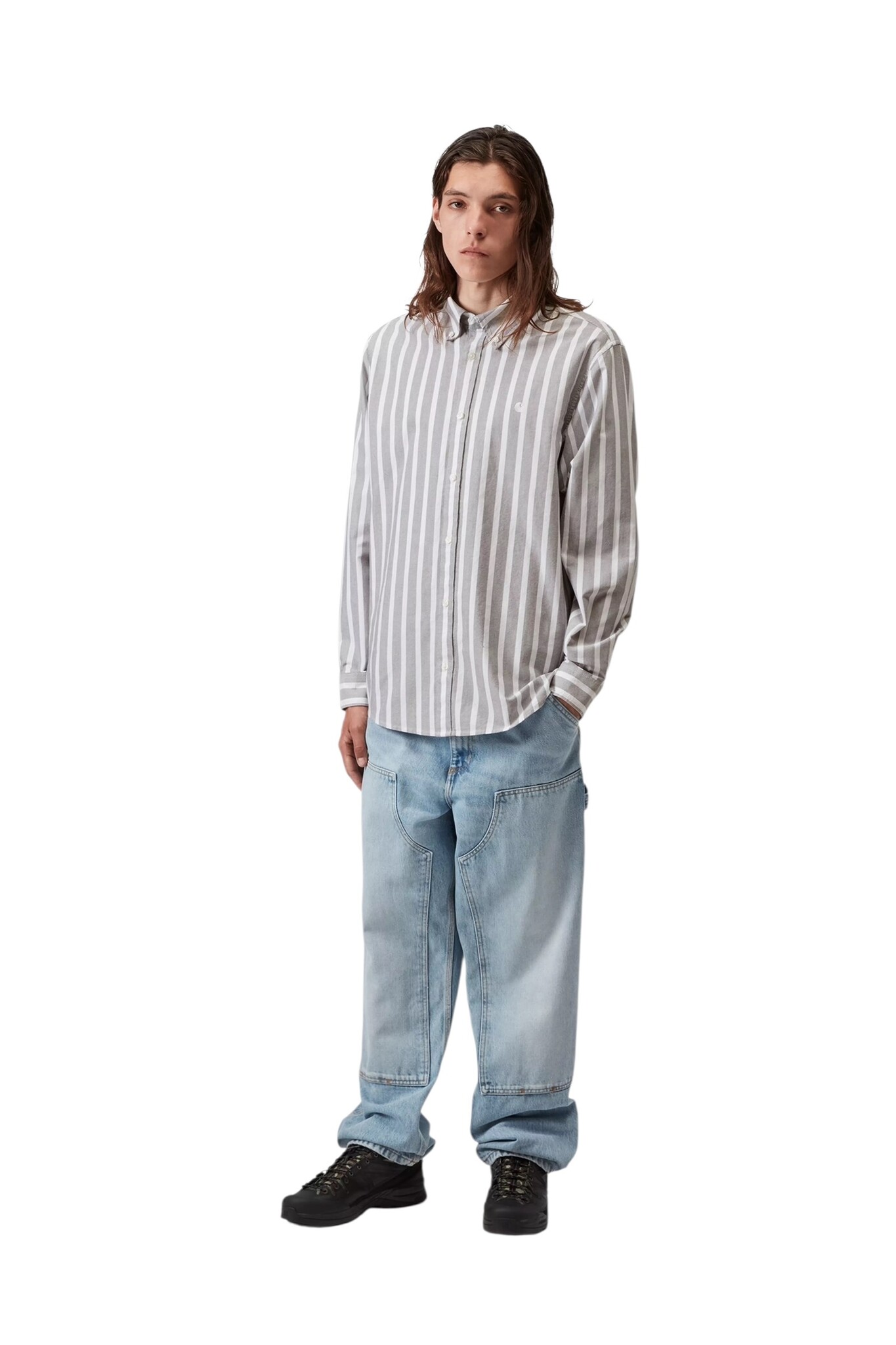 Carhartt WIP L/S Deven Shirt - Deven Stripe Black/White