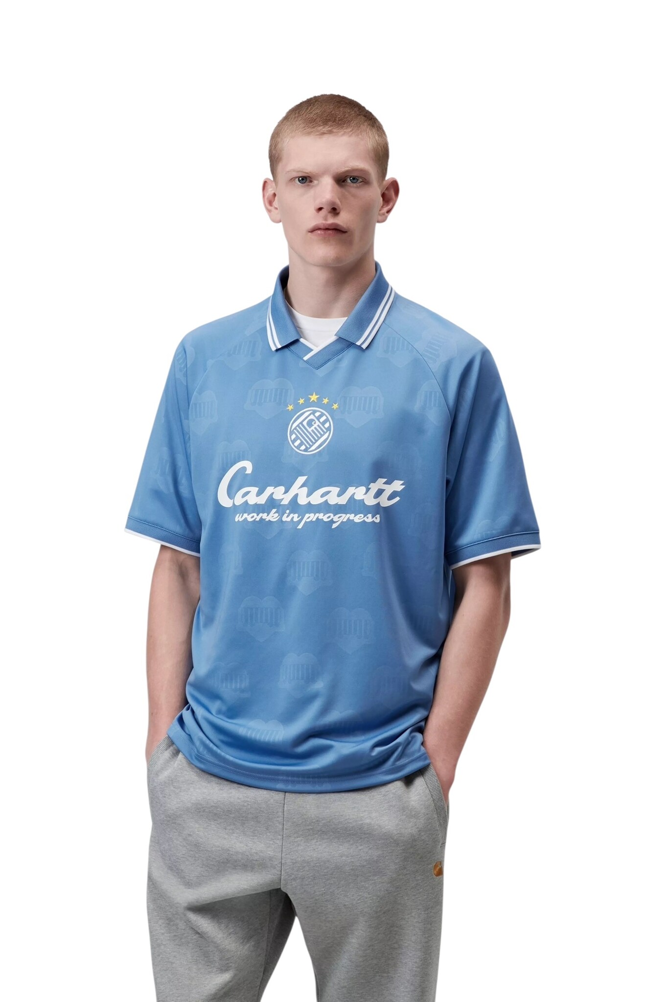 Carhartt WIP S/S Terrace Football T-Shirt - Heart Train Jacquard/Curacao