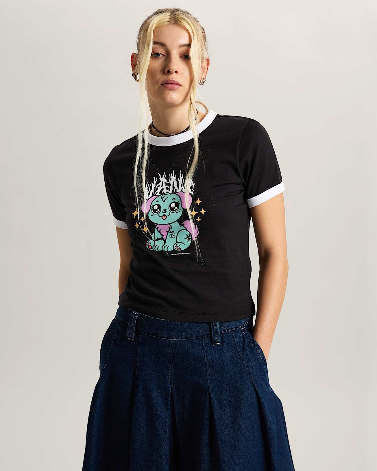 Vans W' Puppy Ringer T-Shirt - Black