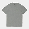 S/S Script Embroidery T-shirt - Grey Heather/White