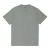 S/S Script Embroidery T-shirt - Grey Heather/White
