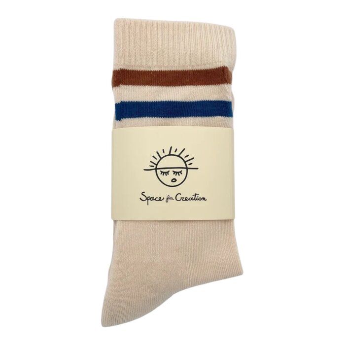 Space For Creation Retro Line Sock - Coffee Cream