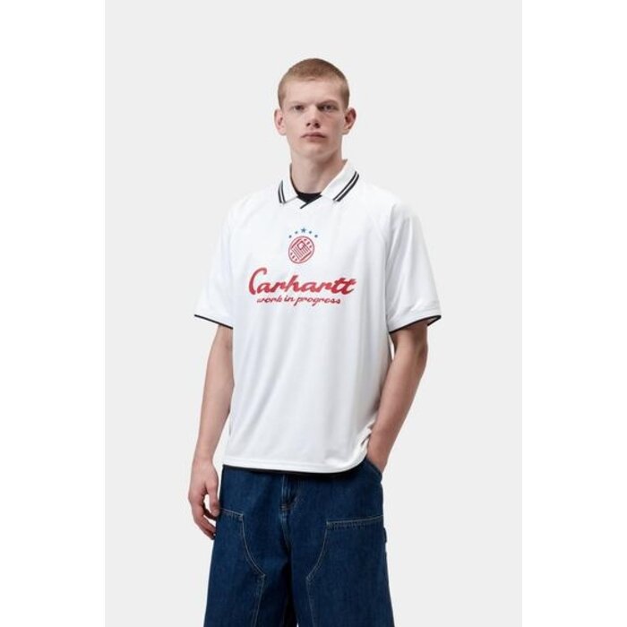Carhartt WIP S/S Terrace Football T-Shirt - Heart Train Jacquard/White