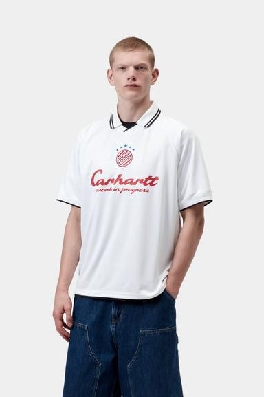 Carhartt WIP S/S Terrace Football T-Shirt - Heart Train Jacquard/White