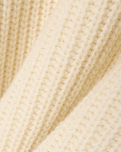 Lacoste Pull en laine épaisse col rond - Blanc