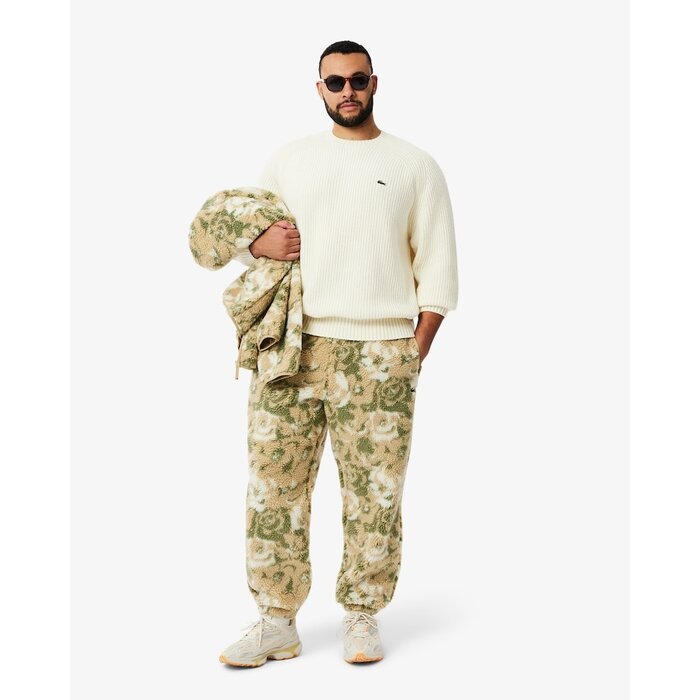 Lacoste Pull en laine épaisse col rond - Blanc
