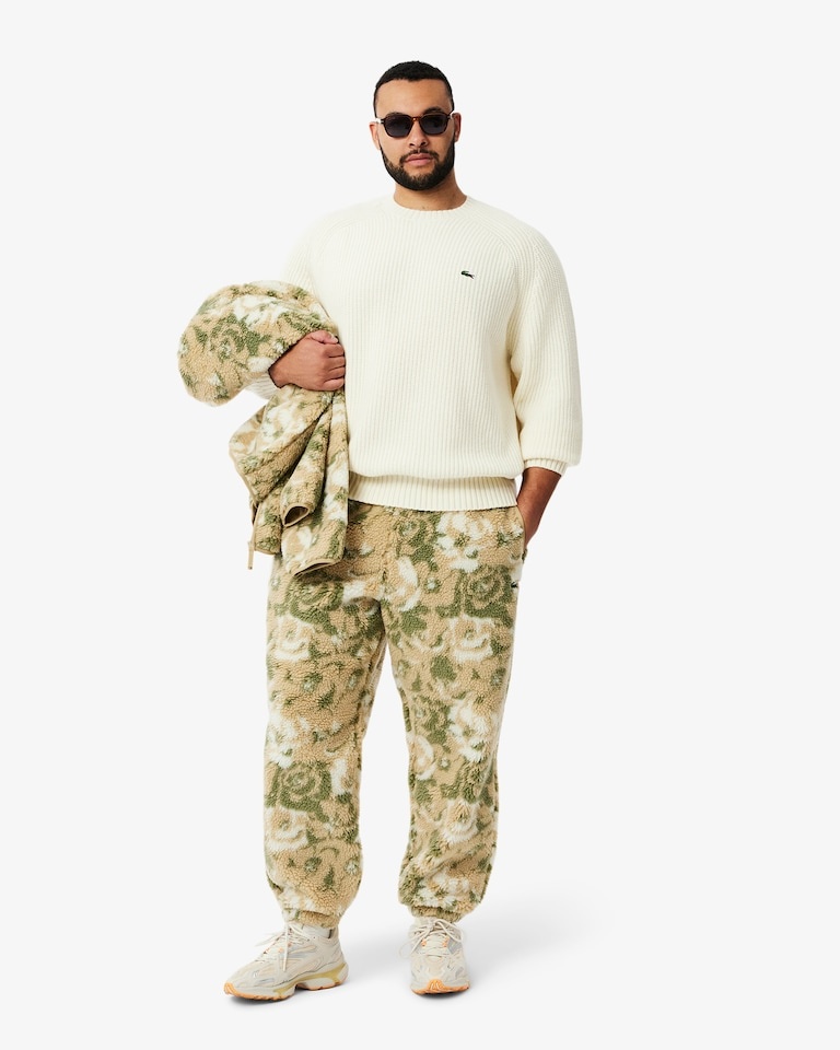 Lacoste Pull en laine épaisse col rond - Blanc