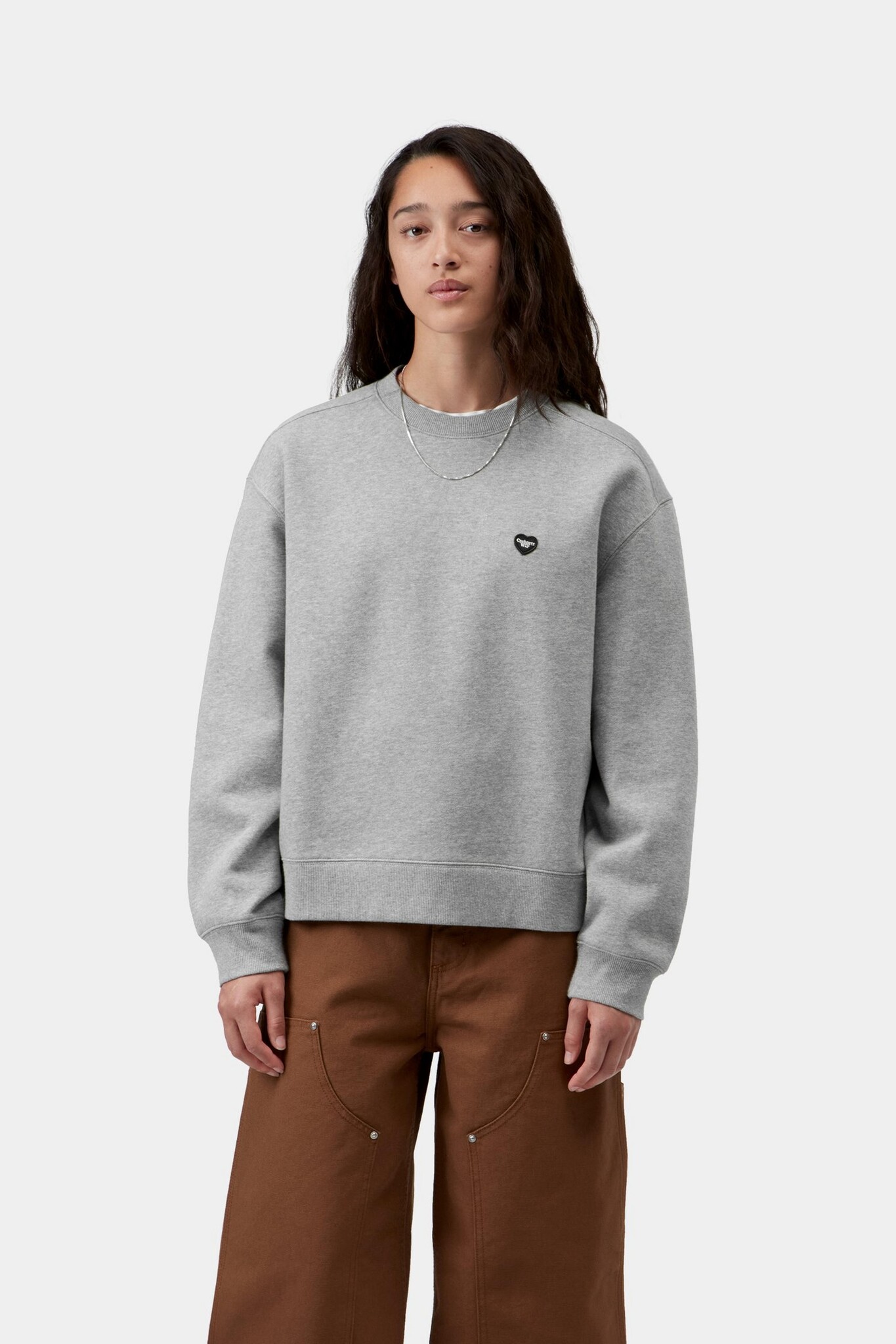 Carhartt WIP W' Small Heart Patch Sweat - Grey Heather/Black