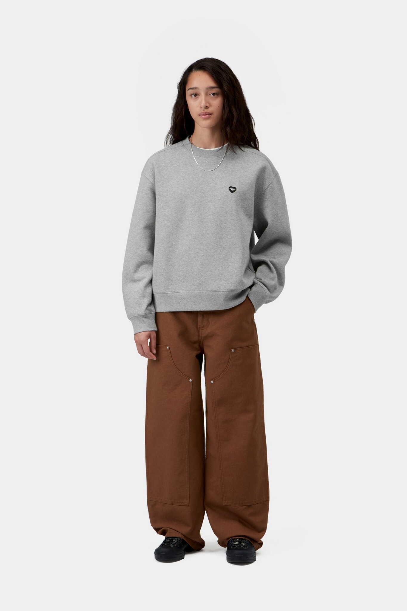 Carhartt WIP W' Small Heart Patch Sweat - Grey Heather/Black