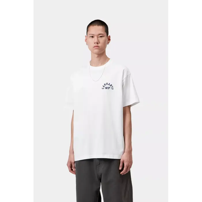 Carhartt WIP S/S Arch Script T-Shirt - White/Dark Navy