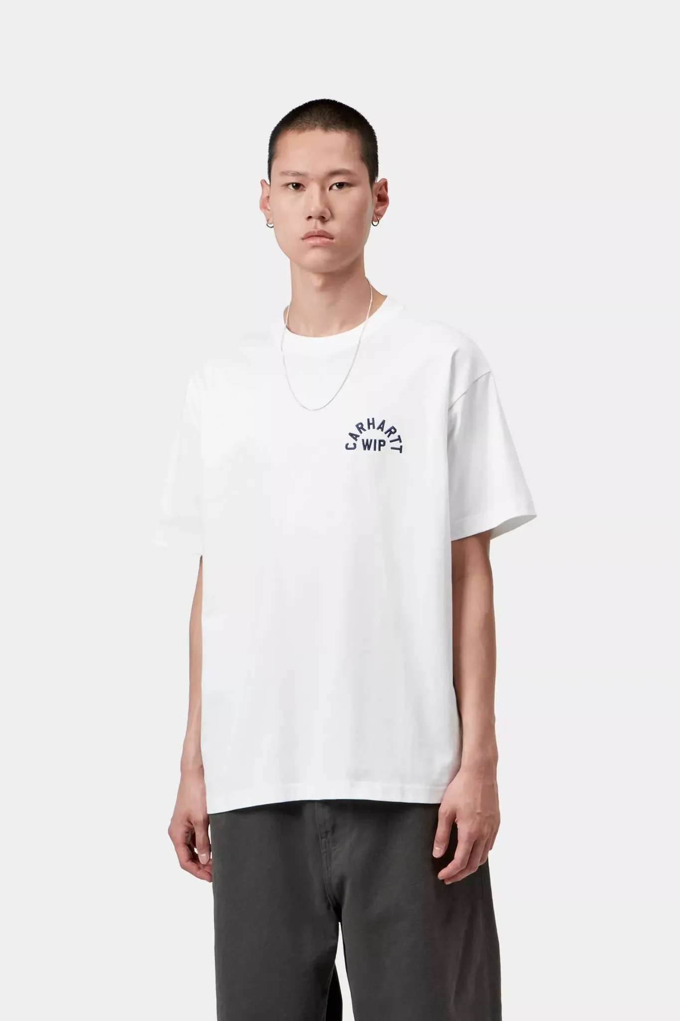 Carhartt WIP S/S Arch Script T-Shirt - White/Dark Navy