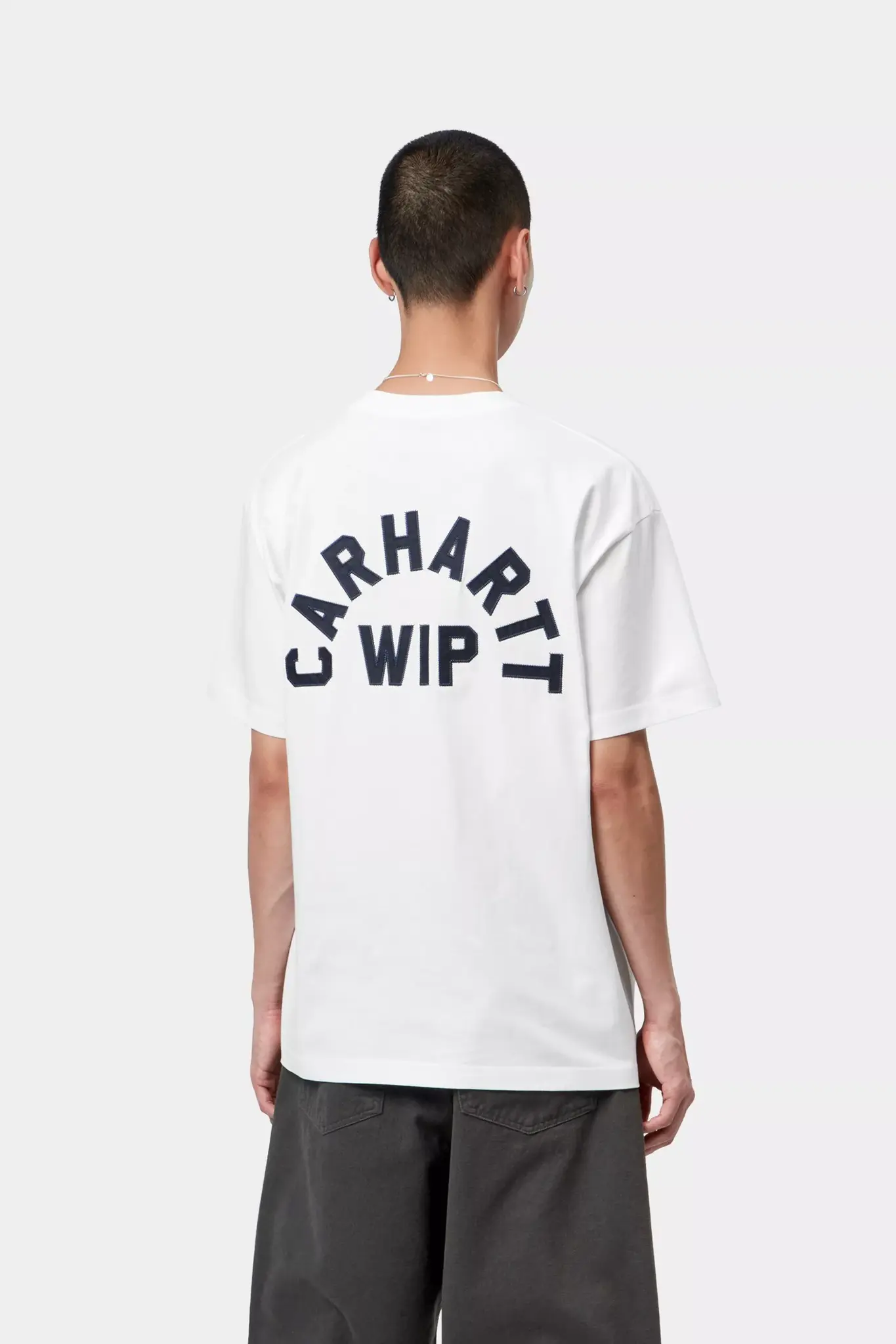 Carhartt WIP S/S Arch Script T-Shirt - White/Dark Navy