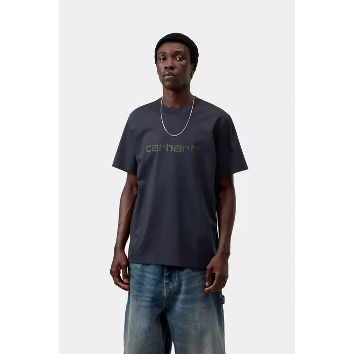 Carhartt WIP S/S Script T-Shirt - Dark Navy/Dark Scarab