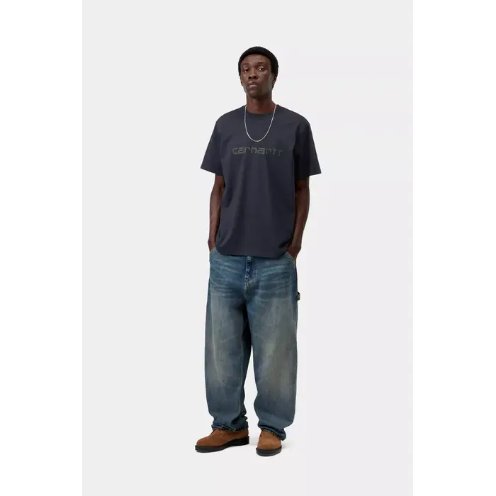 Carhartt WIP S/S Script T-Shirt - Dark Navy/Dark Scarab
