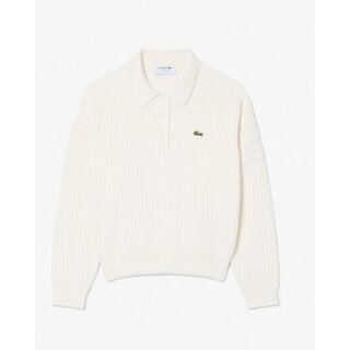 Lacoste Pull col polo fabriqué en France - Blanc