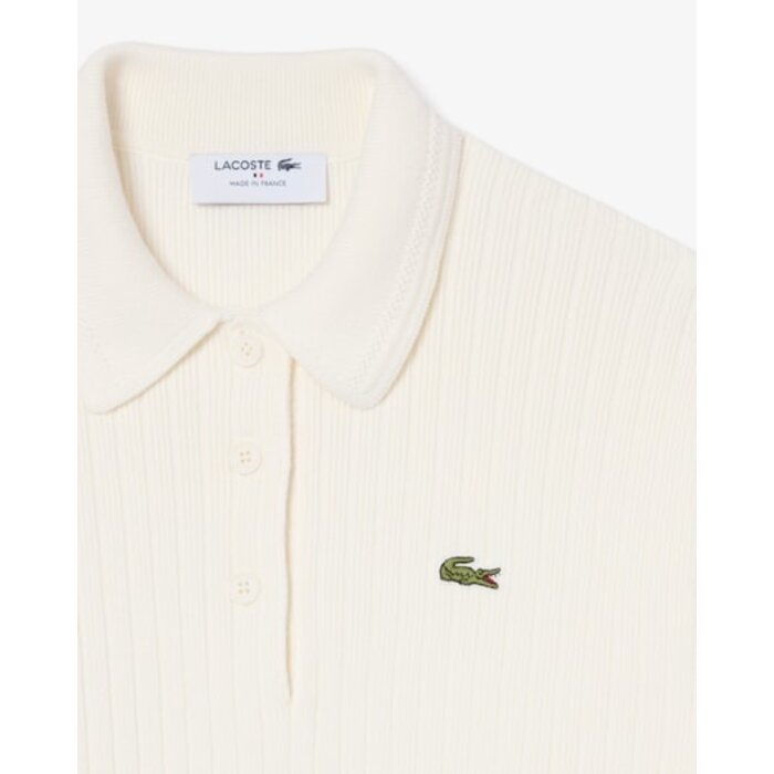 Lacoste Pull col polo fabriqué en France - Blanc