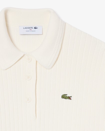 Lacoste Pull col polo fabriqué en France - Blanc