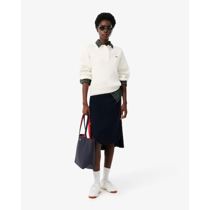 Lacoste Pull col polo fabriqué en France - Blanc