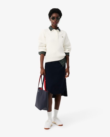 Lacoste Pull col polo fabriqué en France - Blanc