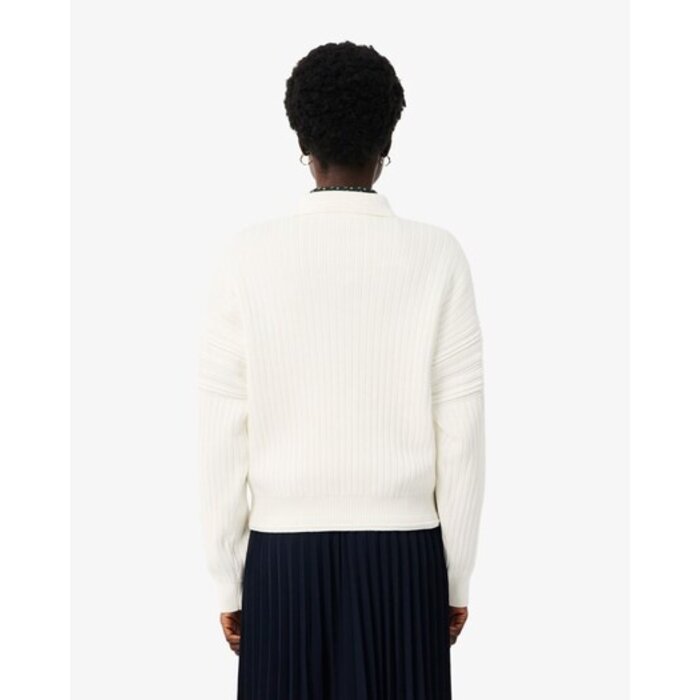 Lacoste Pull col polo fabriqué en France - Blanc