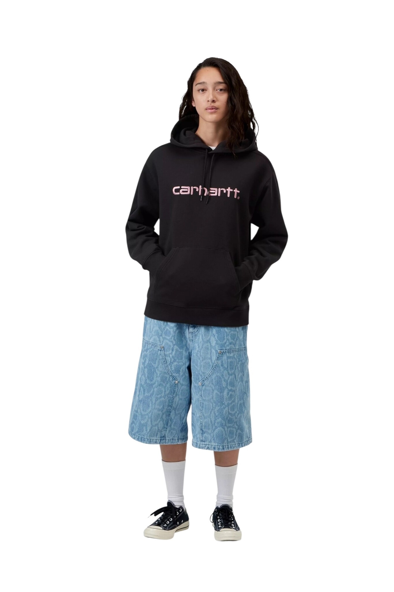 Carhartt WIP W' Hooded Carhartt Sweat - Black/Hortensia