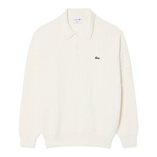 Lacoste Pull col polo fabriqué en France - Blanc