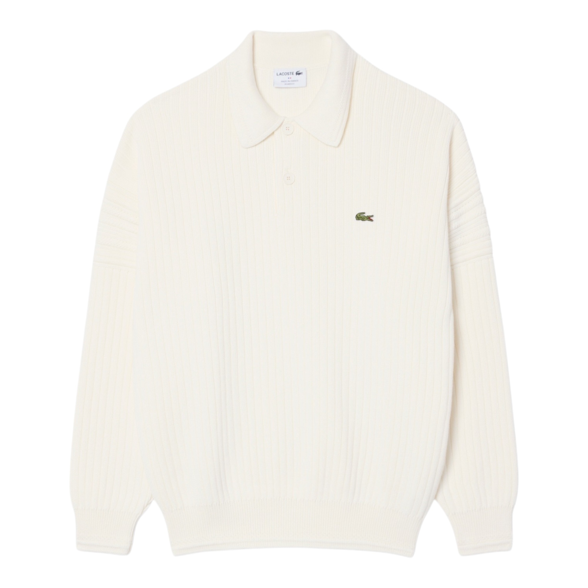 Lacoste Pull col polo fabriqué en France - Blanc