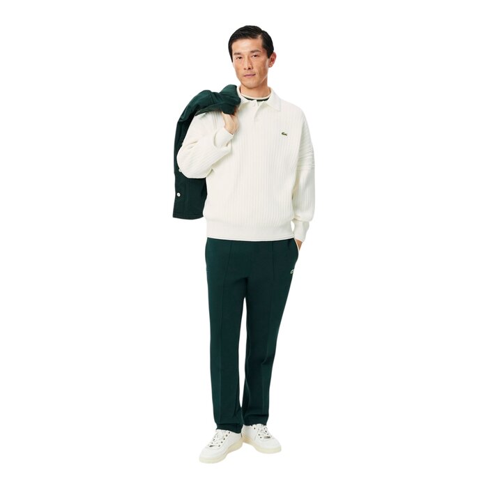 Lacoste Pull col polo fabriqué en France - Blanc