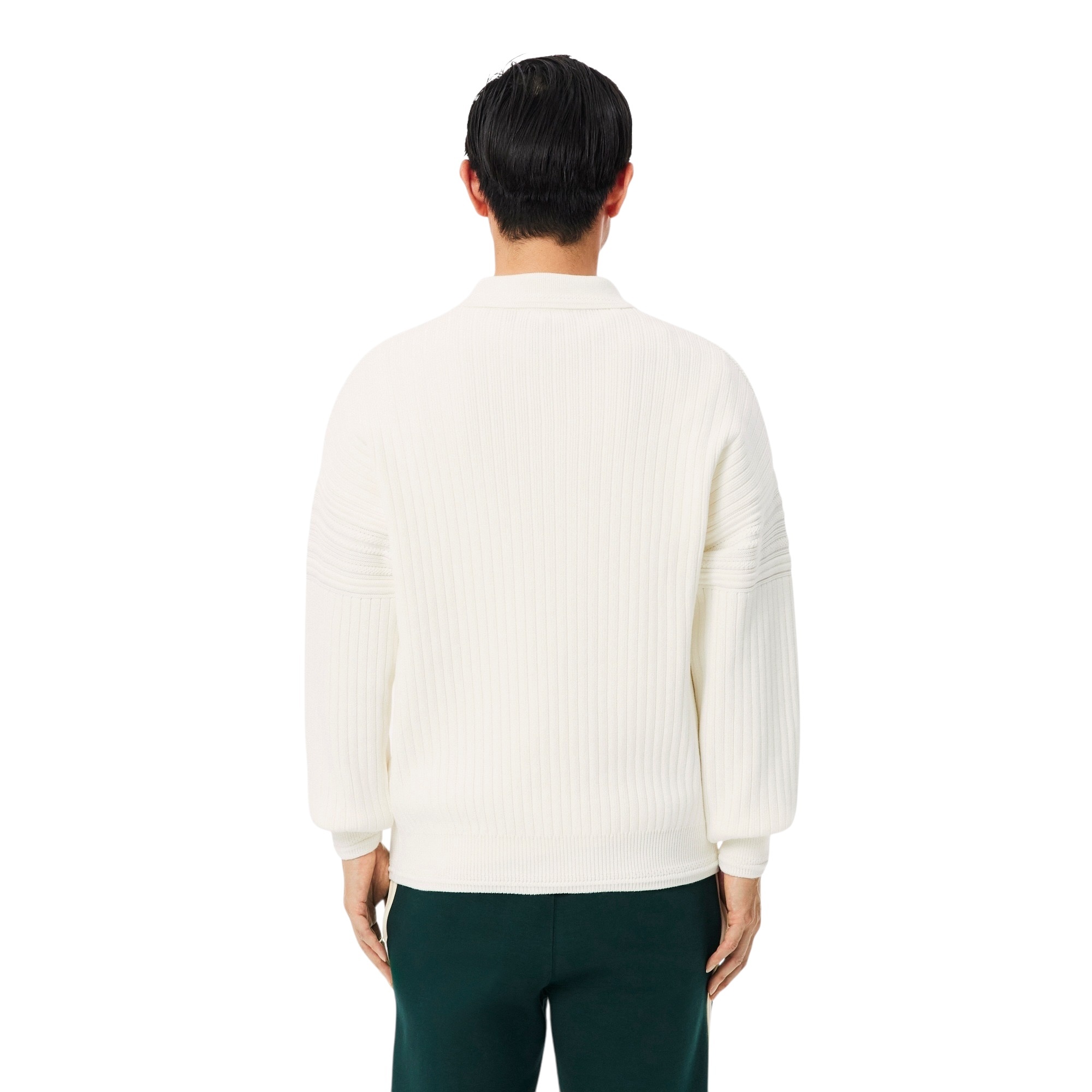 Lacoste Pull col polo fabriqué en France - Blanc