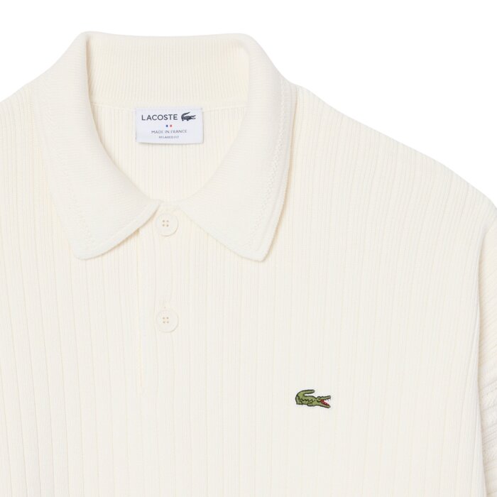 Lacoste Pull col polo fabriqué en France - Blanc