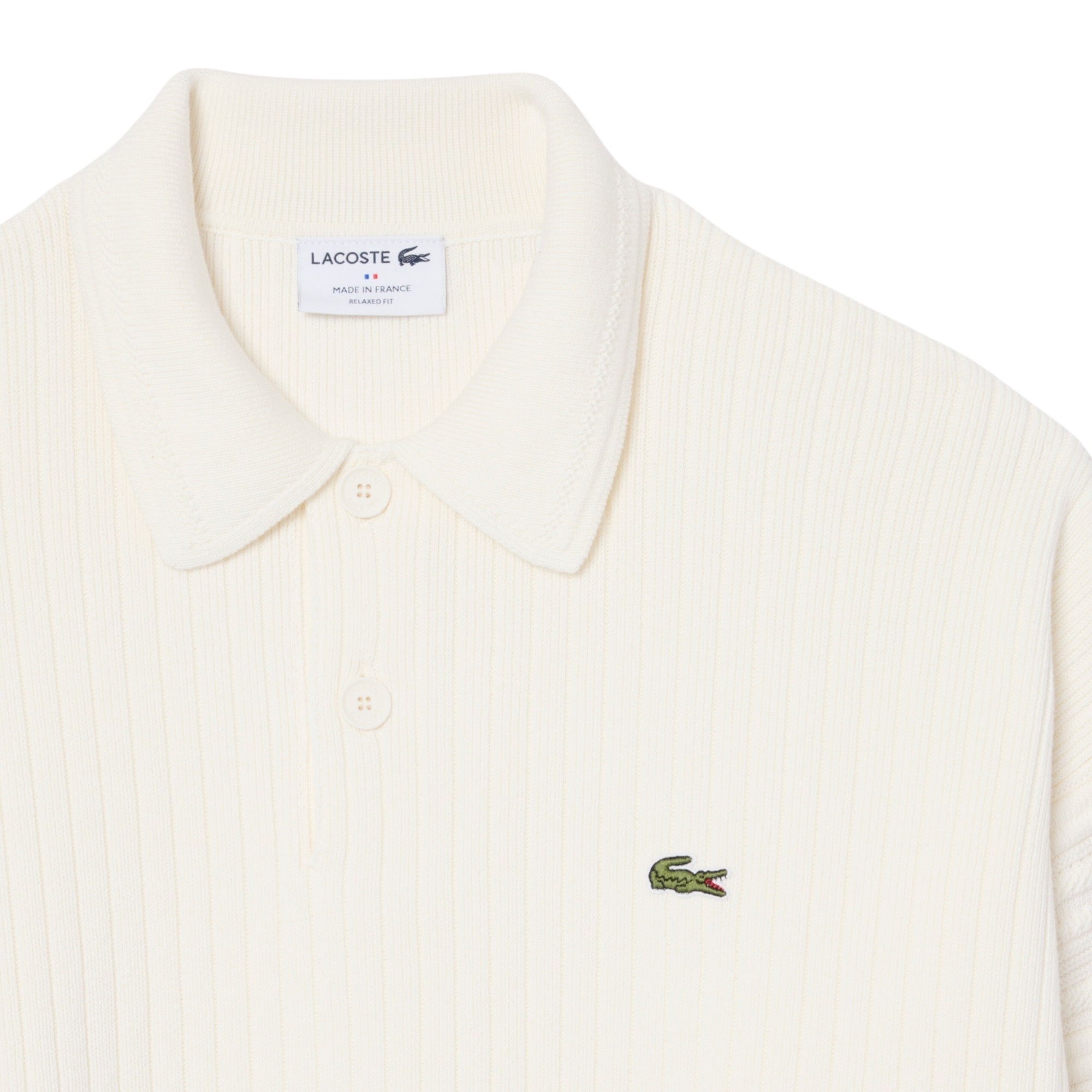 Lacoste Pull col polo fabriqué en France - Blanc