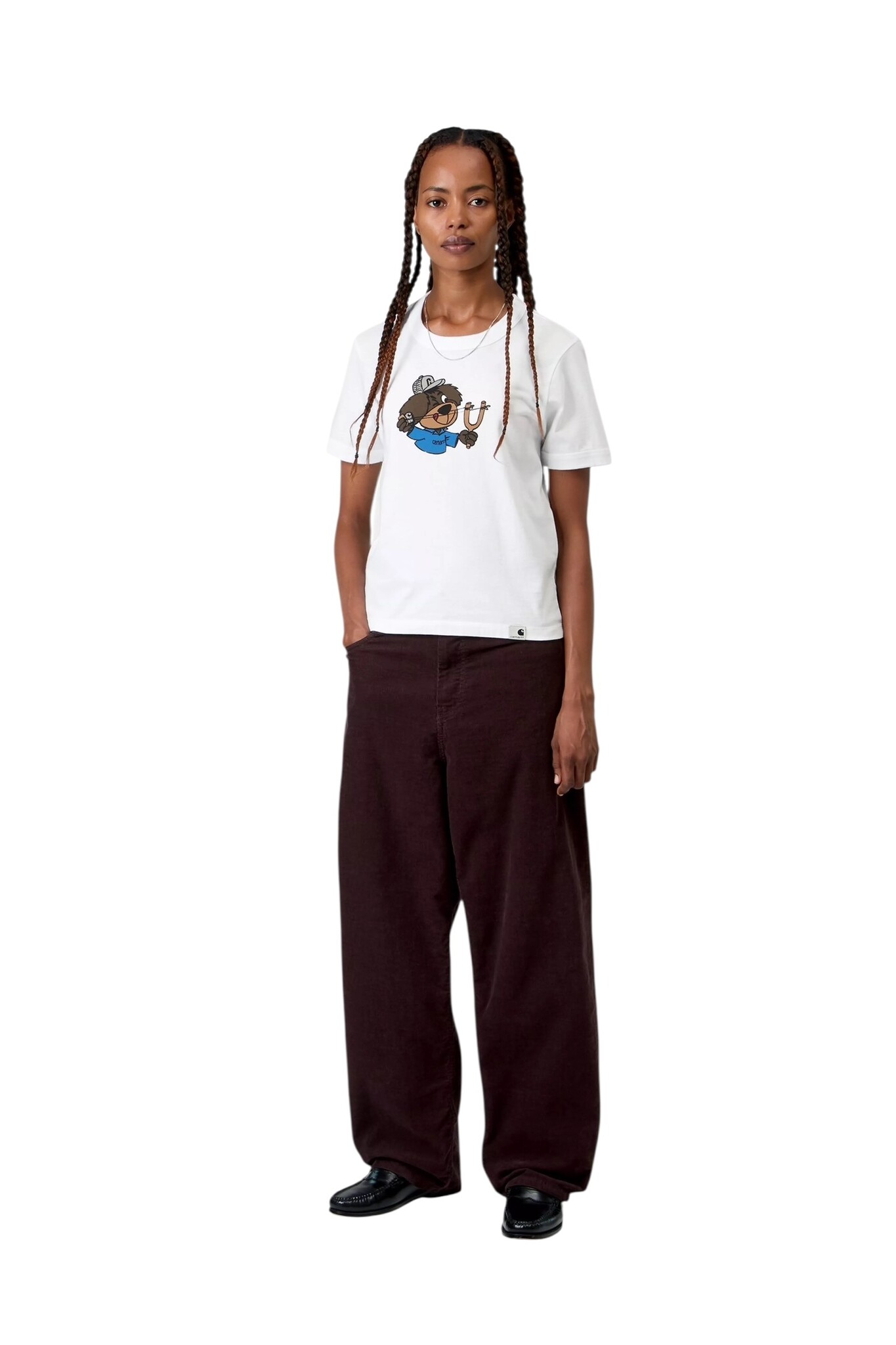 Carhartt WIP W' S/S Slingshot T-Shirt - White (Heavy Stone Wash)
