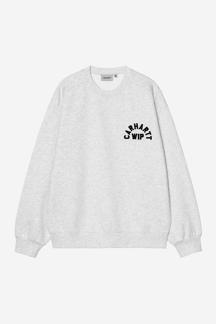 Carhartt WIP Arch Script Sweat - Ash heather/Dark Navy ( Stone Washed )