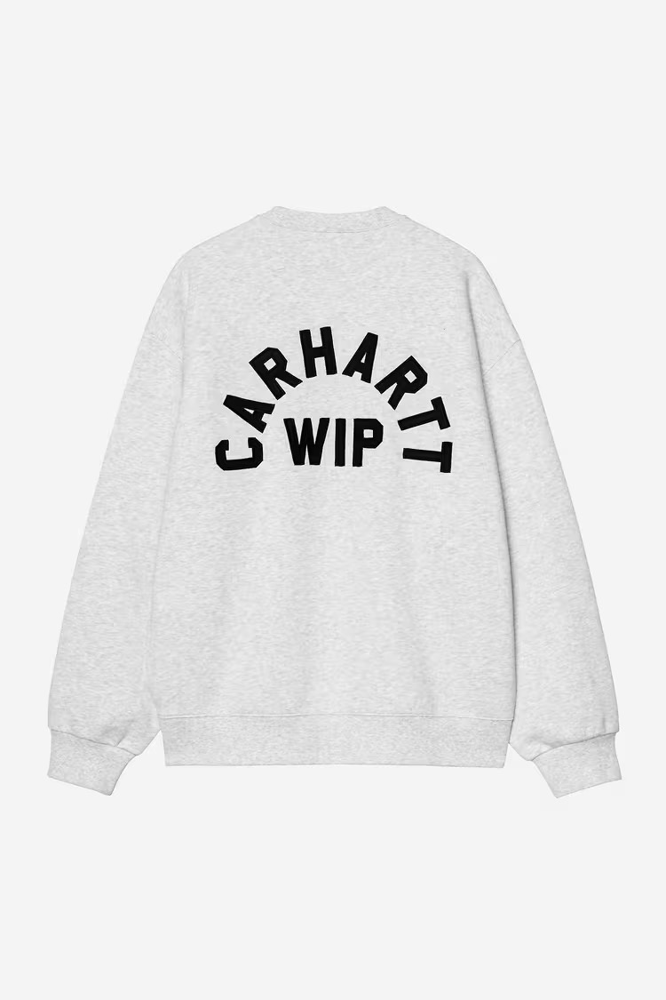 Carhartt WIP Arch Script Sweat - Ash heather/Dark Navy ( Stone Washed )