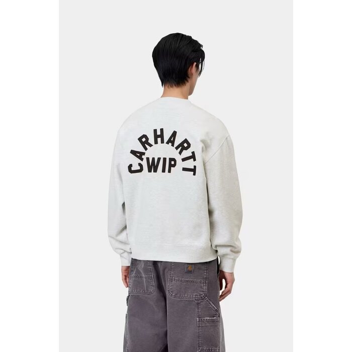 Carhartt WIP Arch Script Sweat - Ash heather/Dark Navy ( Stone Washed )