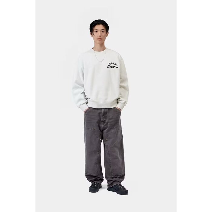 Carhartt WIP Arch Script Sweat - Ash heather/Dark Navy ( Stone Washed )