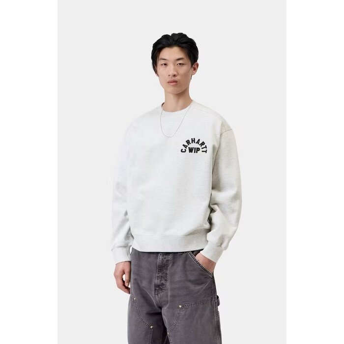 Carhartt WIP Arch Script Sweat - Ash heather/Dark Navy ( Stone Washed )