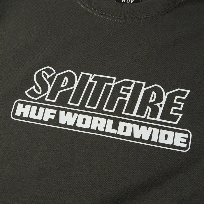 Huf Spitfire Burn S/S Heavyweight Tee - Washed Black