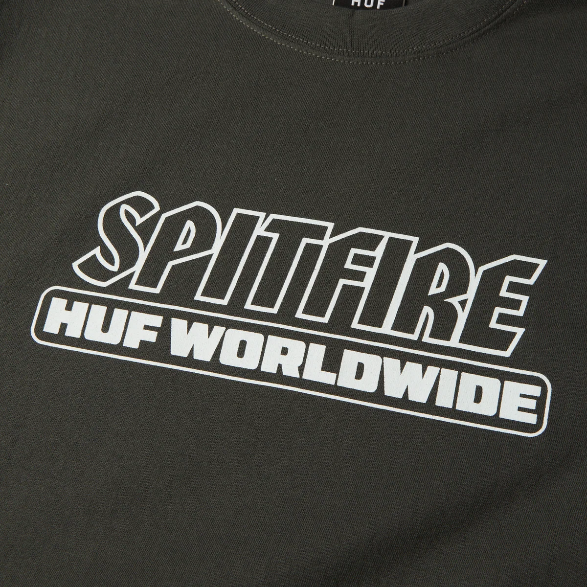 Huf Spitfire Burn S/S Heavyweight Tee - Washed Black