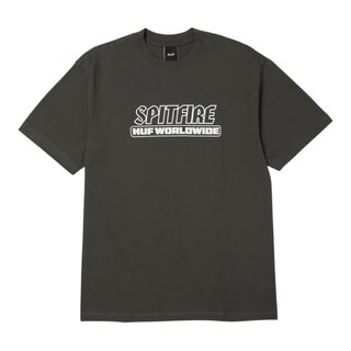 Huf Spitfire Burn S/S Heavyweight Tee - Washed Black
