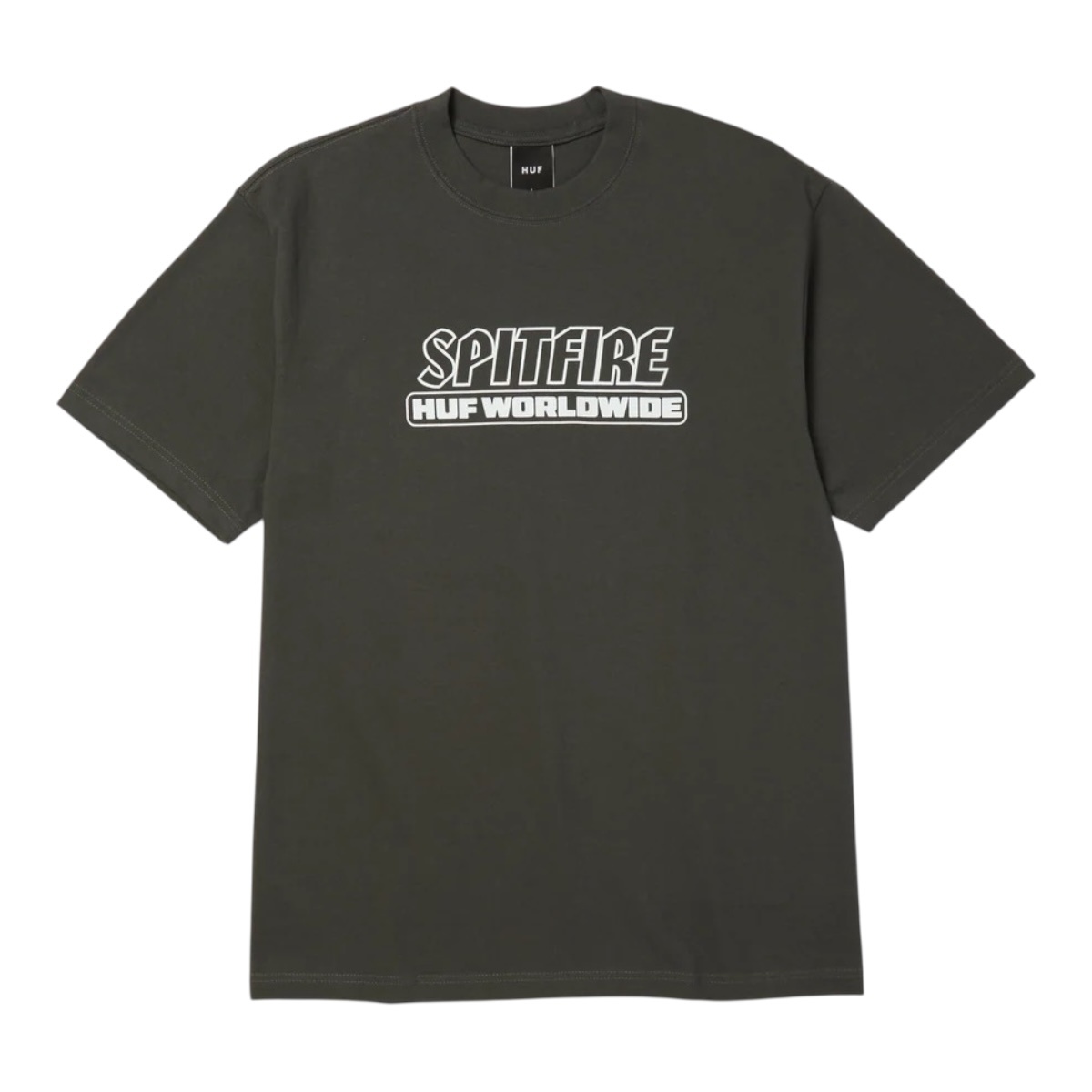 Huf Spitfire Burn S/S Heavyweight Tee - Washed Black